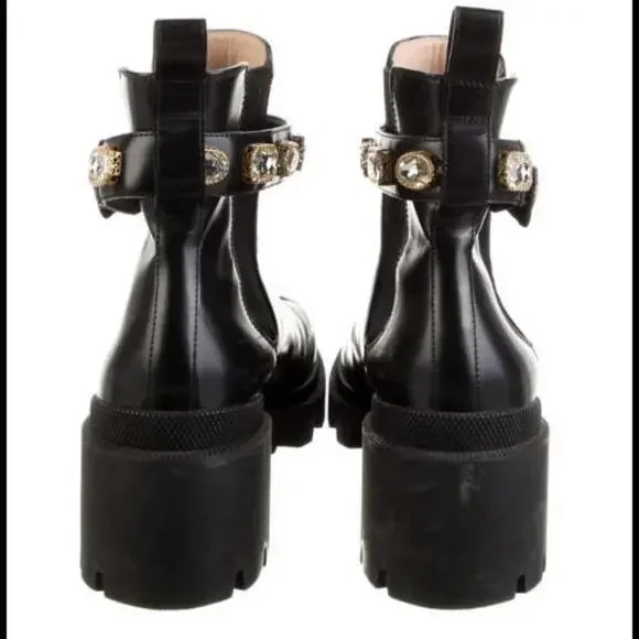 Gucci Leather Chelsea Boots with Double G Logo & Jewel Strap – US11 / IT41 - Picture 4 of 5